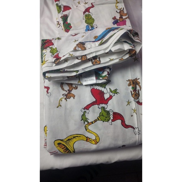 Pottery Barn ~Dr. Seuss's The Grinch & Max Organic Sheet Set Queen - Picture 4 of 6